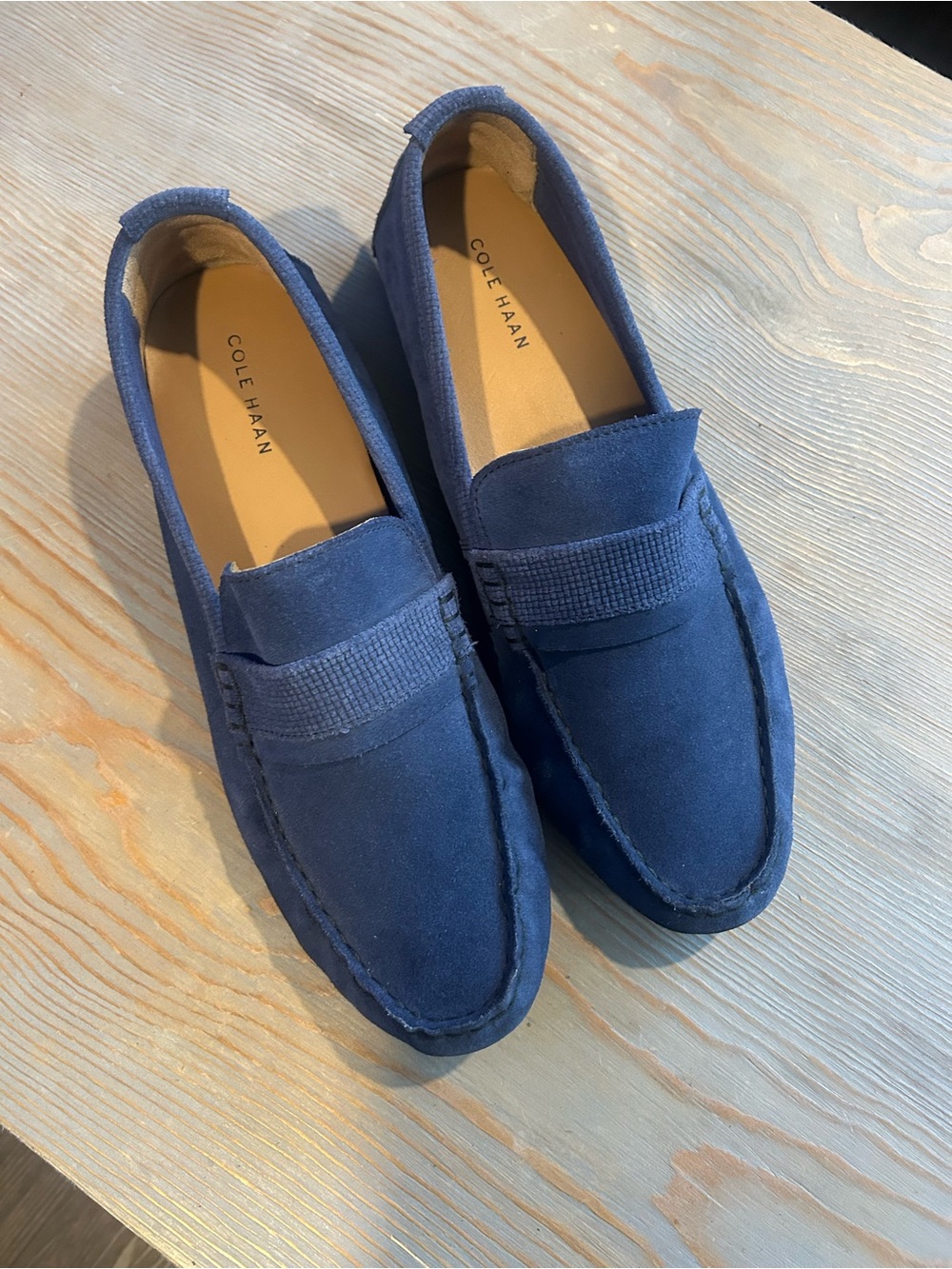 Cole Haan Men's Blue Suede Penny Loafers Driving Shoes